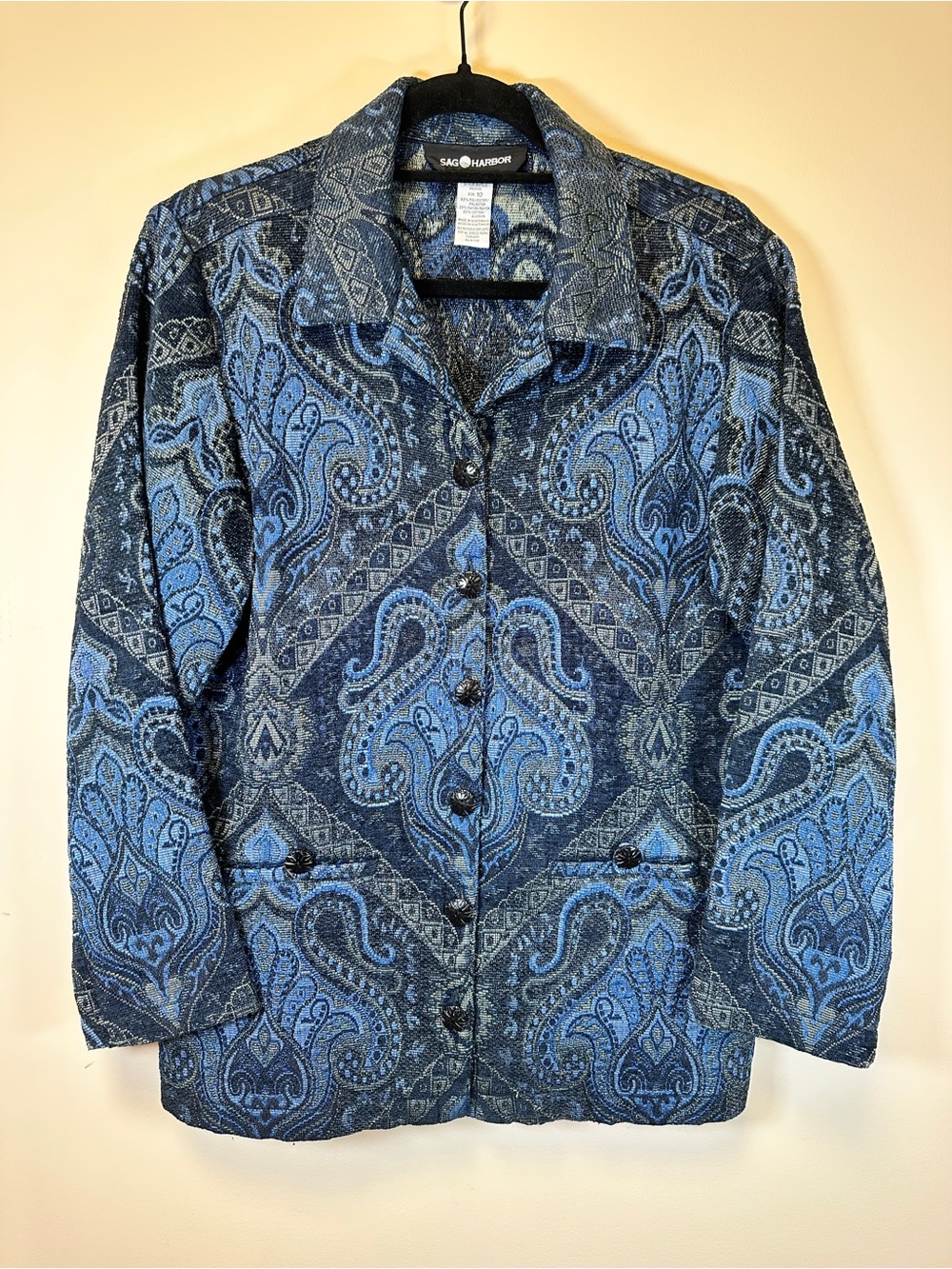 Sag Harbor Blue Paisley Button-Front Blazer